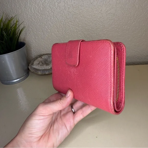 PRADA - Saffiano Leather Bifold Wallet - Pink - 62A - Picture 4 of 16